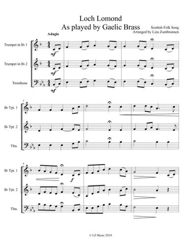 Loch Lomond (as played by Gaelic Brass) (arr. Liza Zumbrunnen)