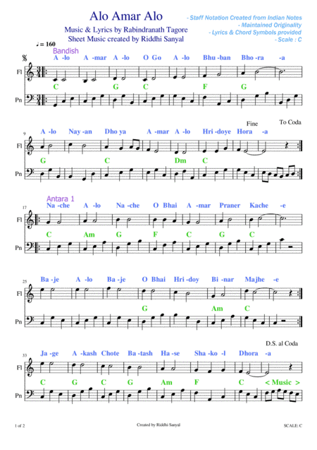 Alo Amar Alo - A Tagore Song in Scale C (arr. Riddhi Sanyal)