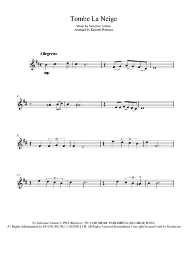 Tombe La Neige (arr. Kaiserin Rebecca)