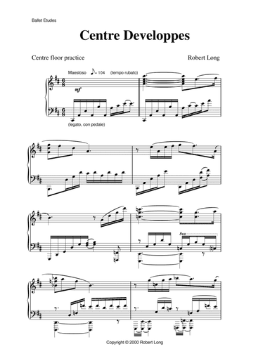 Ballet Piano Sheet Music: Developpes, Center Practice