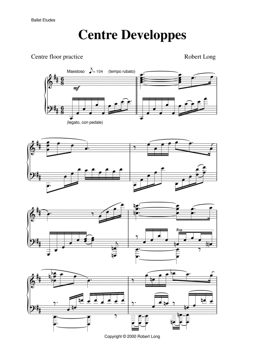 Ballet Piano Sheet Music: Developpes, Center Practice