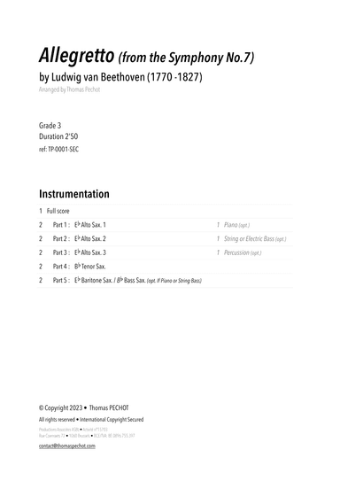 Allegretto (from the Symphony No. 7) (arr. Thomas PECHOT)