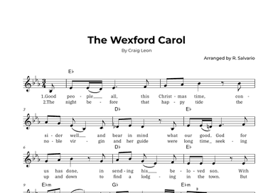 The Wexford Carol (Key of E-Flat Major) (arr. R. Salvario)