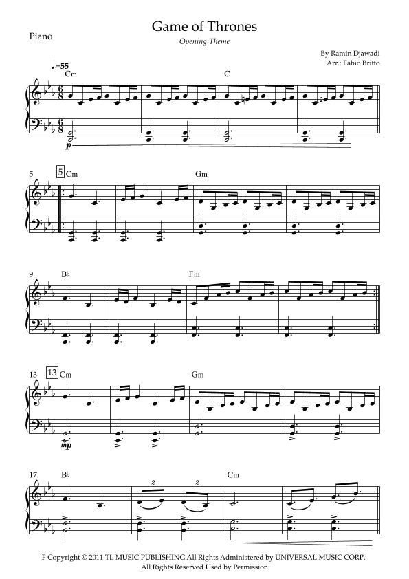 Game Of Thrones (arr. Fabio Britto)