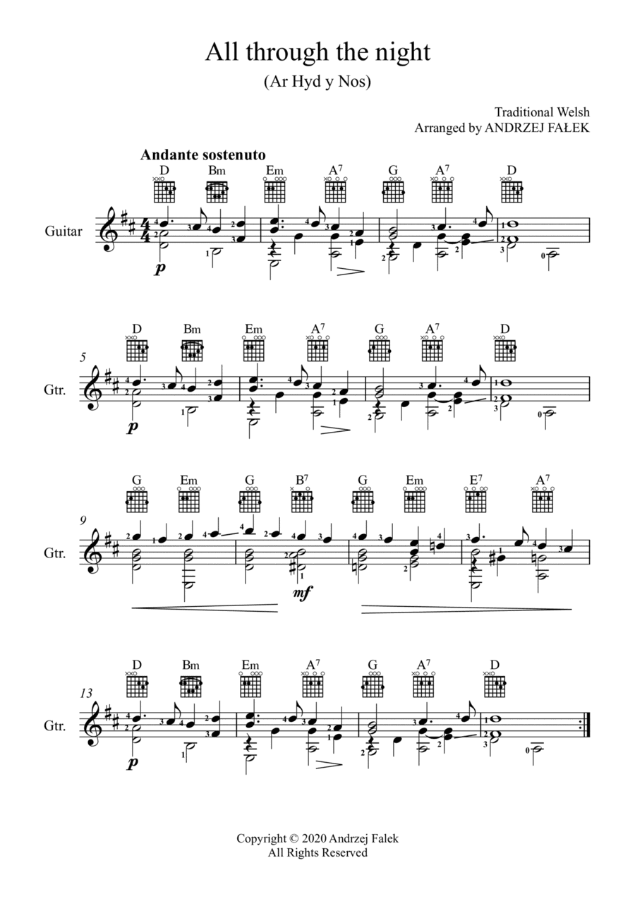 Ar Hyd y Nos (All Through The Night) (arr. Andrzej Falek)