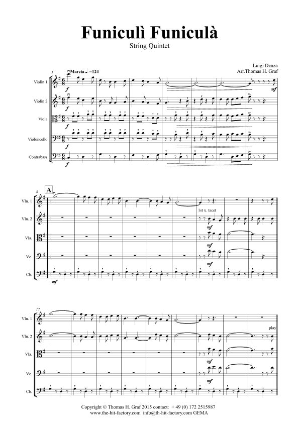 Funiculi Funicula - Italian Evergreen - String Quintet (arr. Thomas Graf)