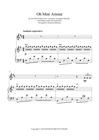 Oh Mon Amour (arr. Kaiserin Rebecca)