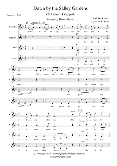 Down by the Salley Gardens (SSAA a cappella) (arr. Thomas Quigley)