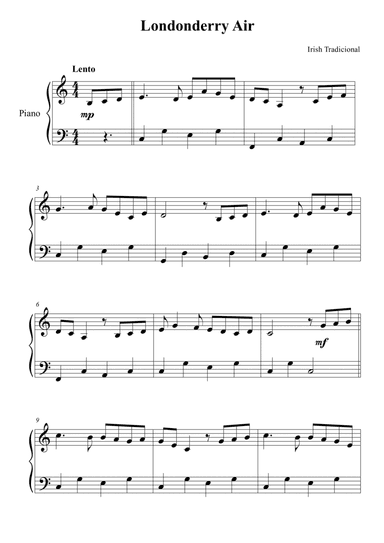 Londonderry Air for piano solo (arr. Passoni Music)