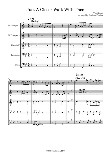 Just A Closer Walk With Thee (arr. Barbara Fischer)