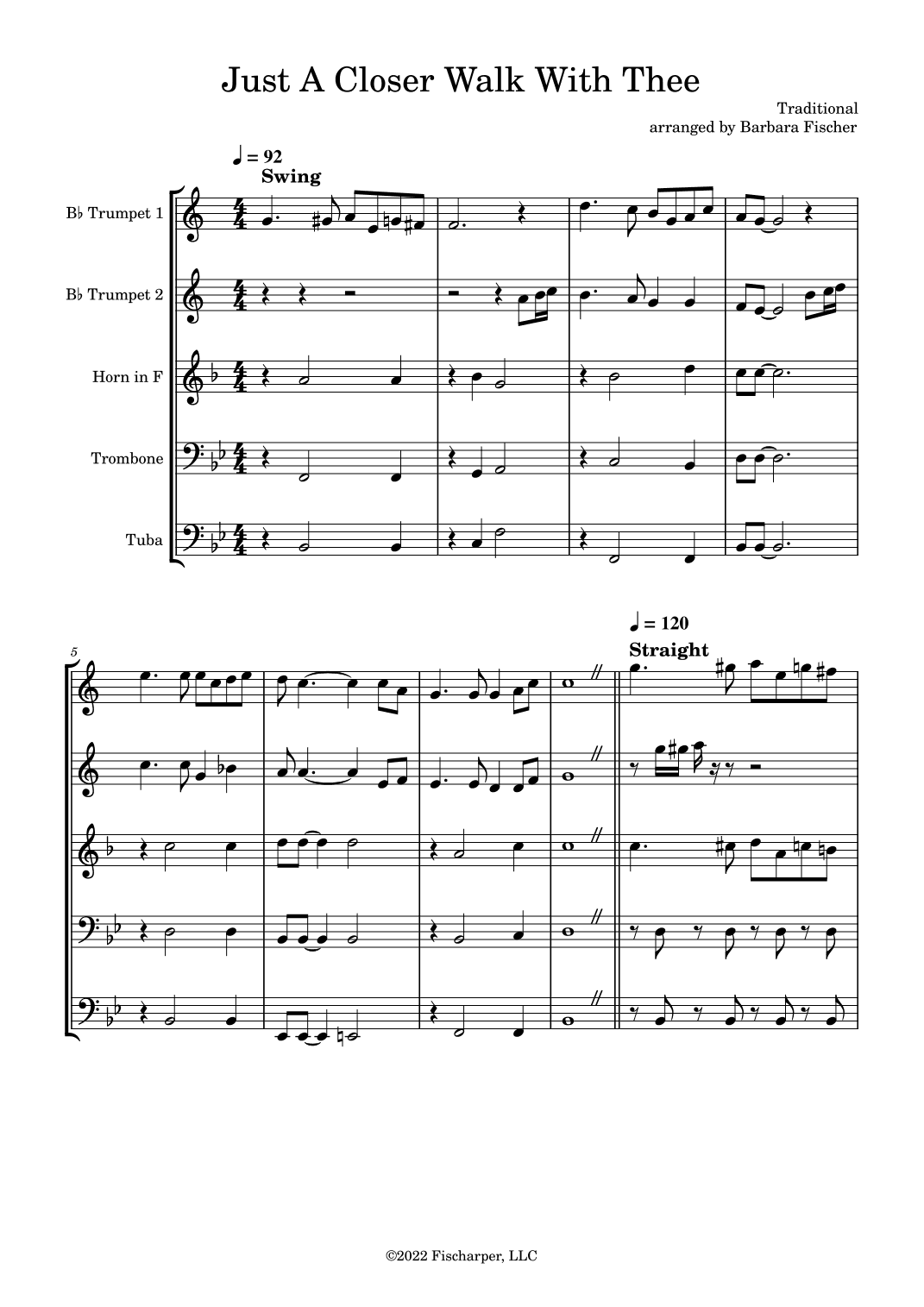 Just A Closer Walk With Thee (arr. Barbara Fischer)