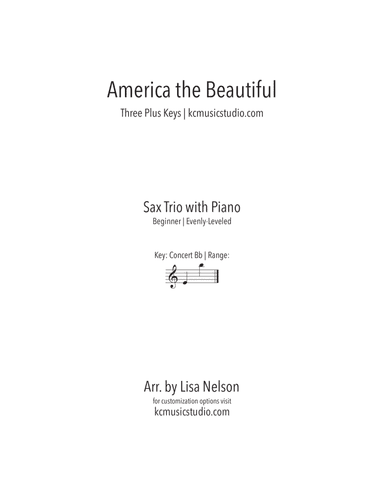America the Beautiful Alto Sax Trio with Piano Accompaniment - Beginning (arr. Lisa Nelson)