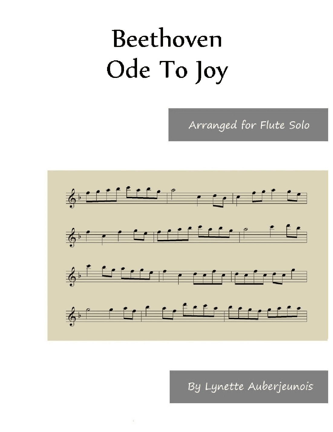 Ode To Joy - Flute Solo (arr. Lynette Auberjeunois)