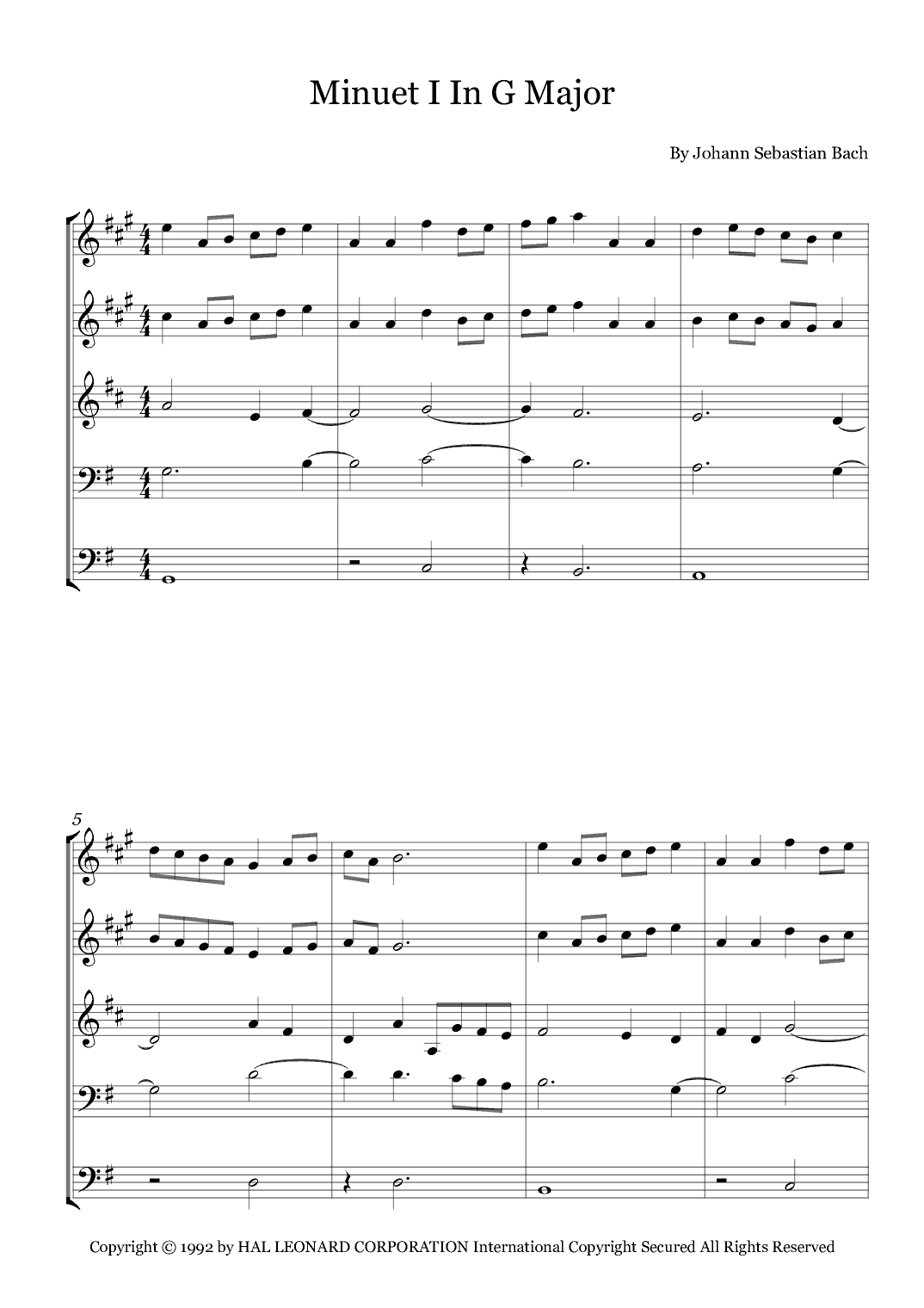 Minuet I In G Major (arr. Fernanda Moura)