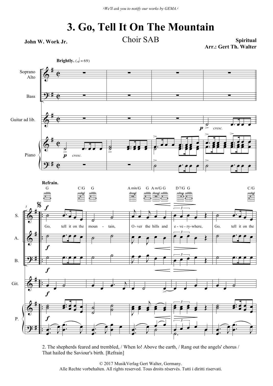 Go, Tell It On The Mountain (arr. Gert Th. Walter)