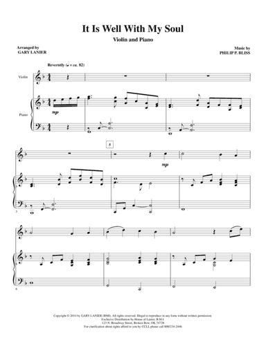 It Is Well With My Soul (Violin Pn duet with Vln Part) (arr. Gary Lanier)