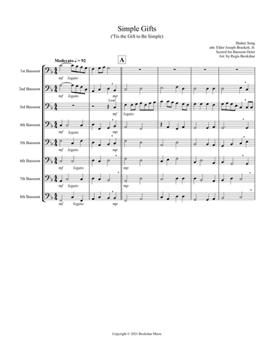 Simple Gifts ('Tis the Gift to Be Simple) (F) (Bassoon Octet) (arr. Regis Bookshar)