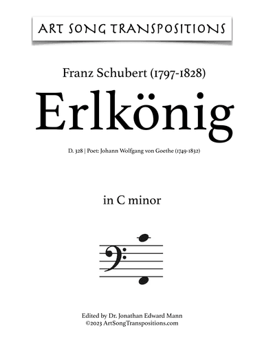 SCHUBERT: Erlkönig, D. 328 (transposed to C minor, bass clef) (arr. ArtSongTranspositions.com)
