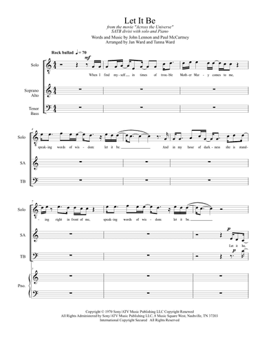 Let It Be (arr. Jan Ward and Tanna Ward)