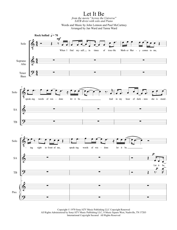 Let It Be (arr. Jan Ward and Tanna Ward)