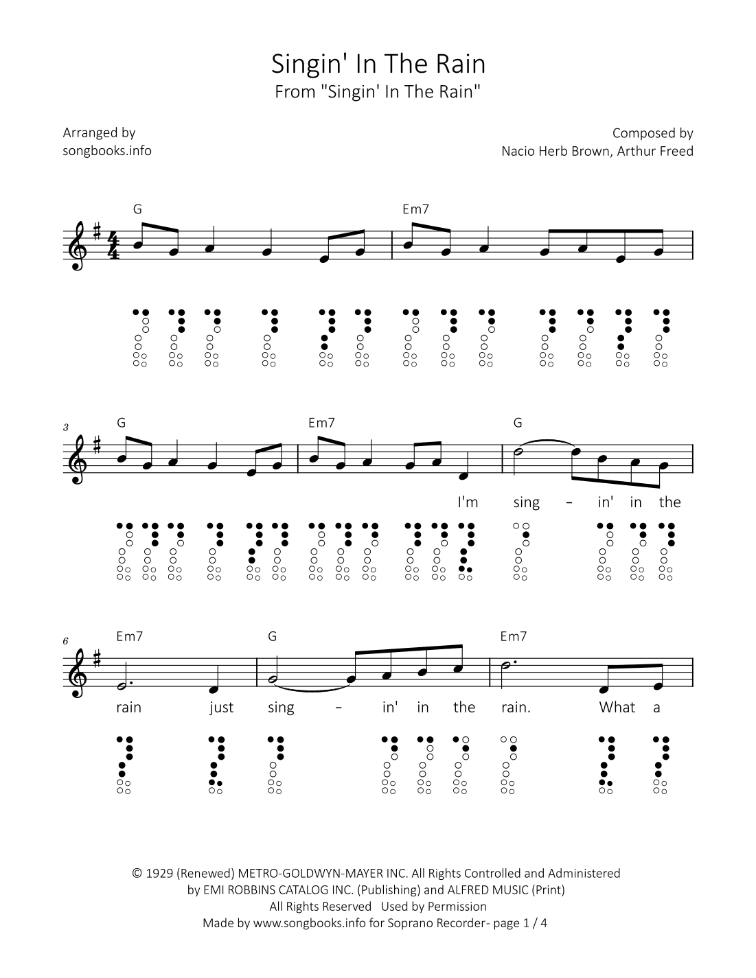 Singin' In The Rain (arr. songbooks.info)