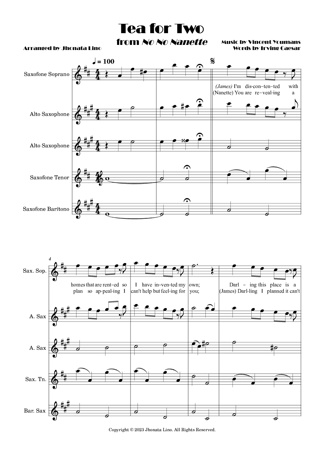 Tea For Two (arr. Jhonata Lino)