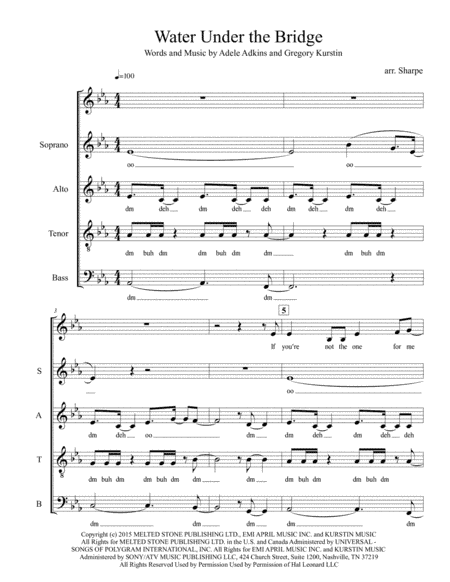 Water Under The Bridge (arr. Bryan Sharpe)