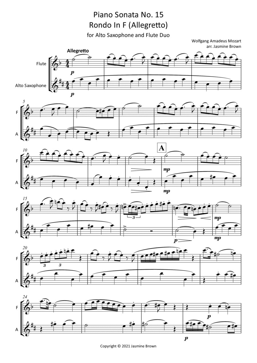 Rondo In F - Flute and Alto Saxophone Duet (arr. Jasmine Brown)
