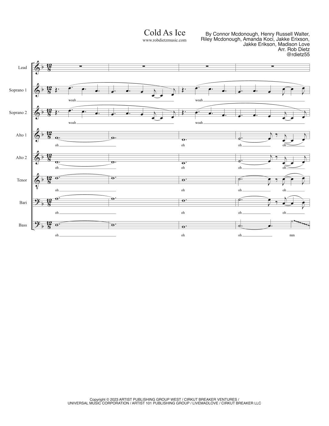 Cold As Ice (arr. Rob Dietz)