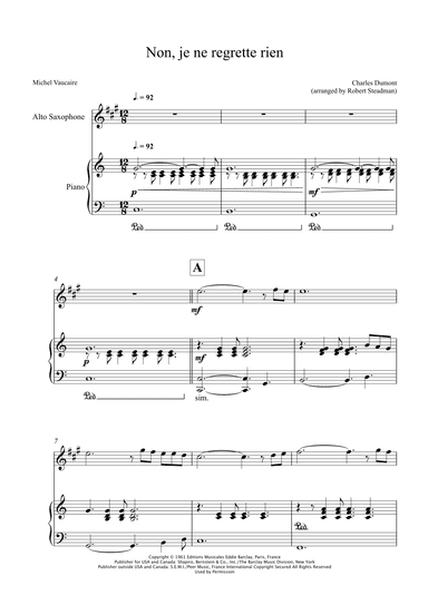 Non, Je Ne Regrette Rien (arr. Robert Steadman)