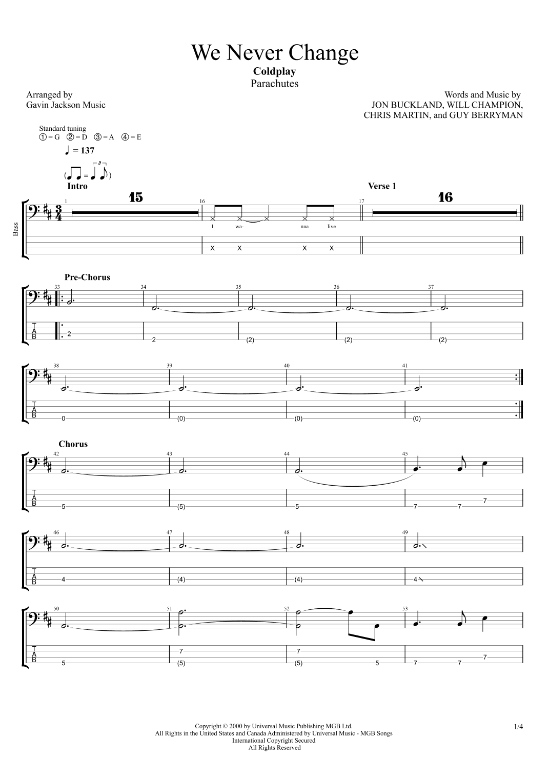 We Never Change (arr. Gavin Jackson Music)