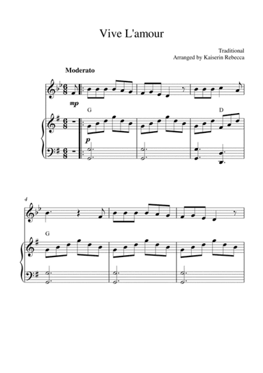 Vive L'amour (for clarinet in A solo and piano accompaniment) (arr. Kaiserin Rebecca)