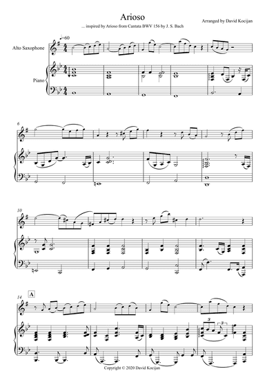 Arioso (alto sax & piano) - EASY (arr. David Kocijan)