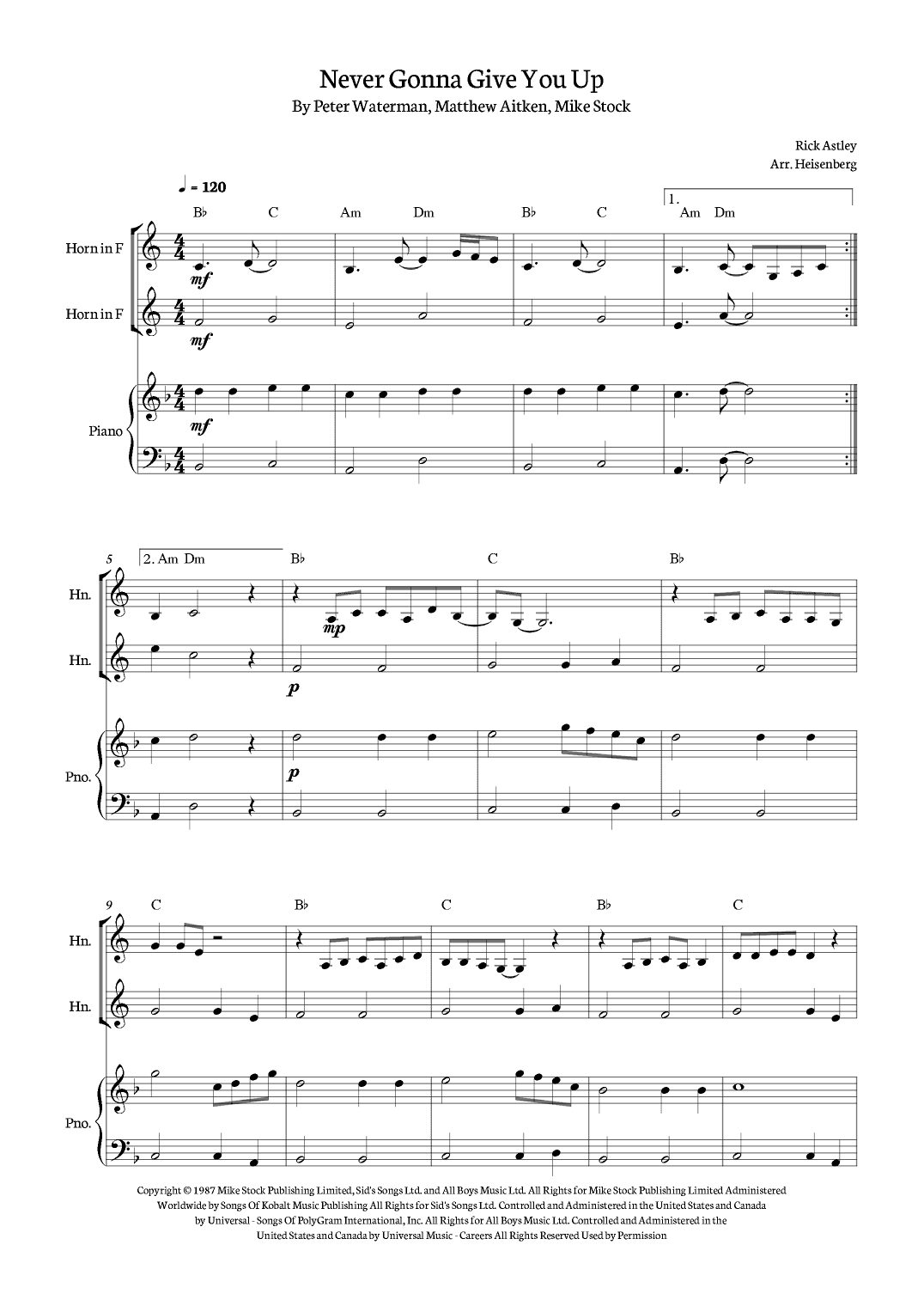 Never Gonna Give You Up (arr. Heisenberg)
