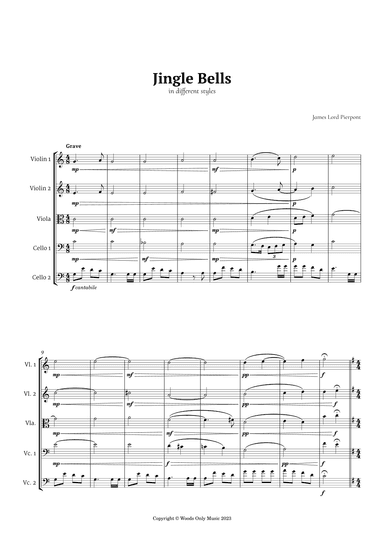 Jingle Bells in Different Styles for String Quintet (arr. Ander)