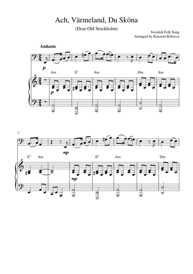 Ach, Värmeland, Du Sköna (Dear Old Stockholm) (for bassoon solo and piano accompaniment) (arr. Kaiserin Rebecca)
