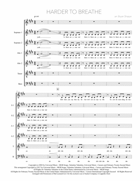 Harder To Breathe (arr. Bryan Sharpe)