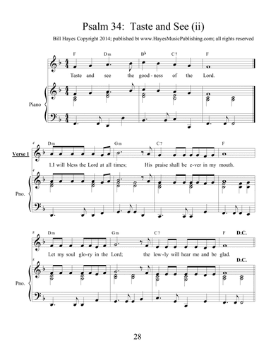 Psalm 34:  Taste and See (ii)  (piano/vocal)
