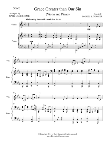 GRACE GREATER THAN OUR SIN (Violin/Piano and Violin Part) (arr. Gary Lanier)