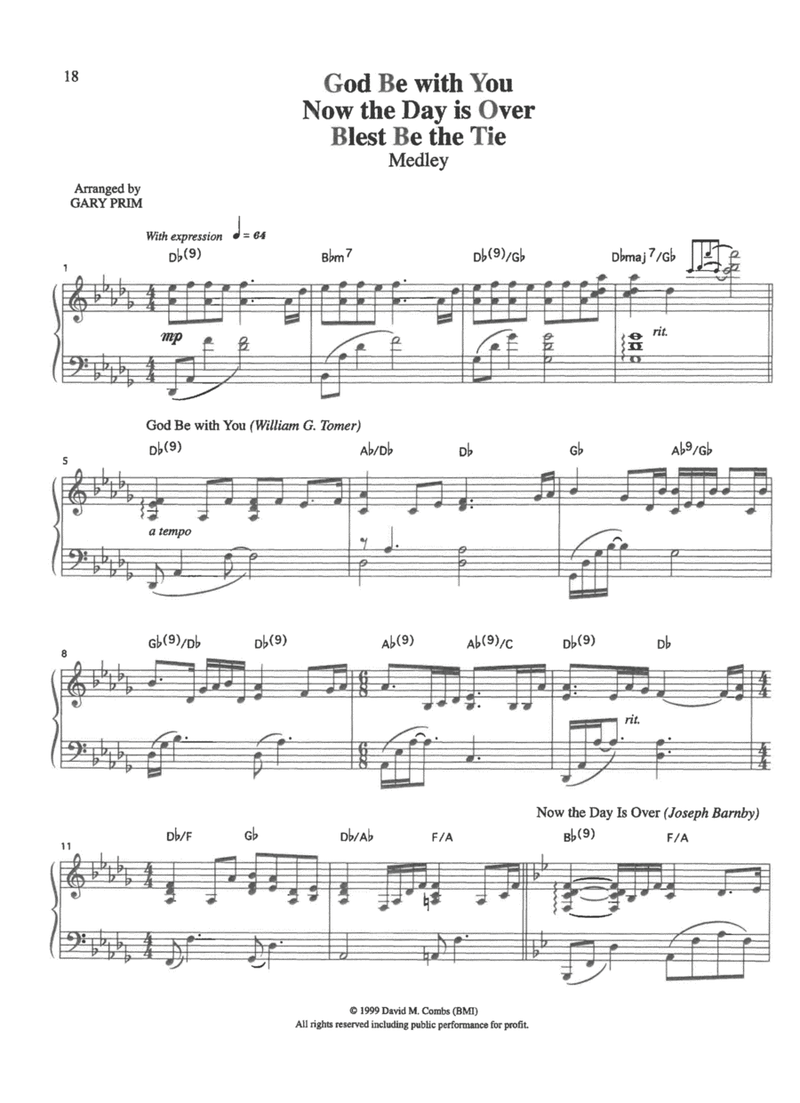 God Be with You / Now the Day Is Over / Blest Be the Tie Medley (arr. Gary Prim)