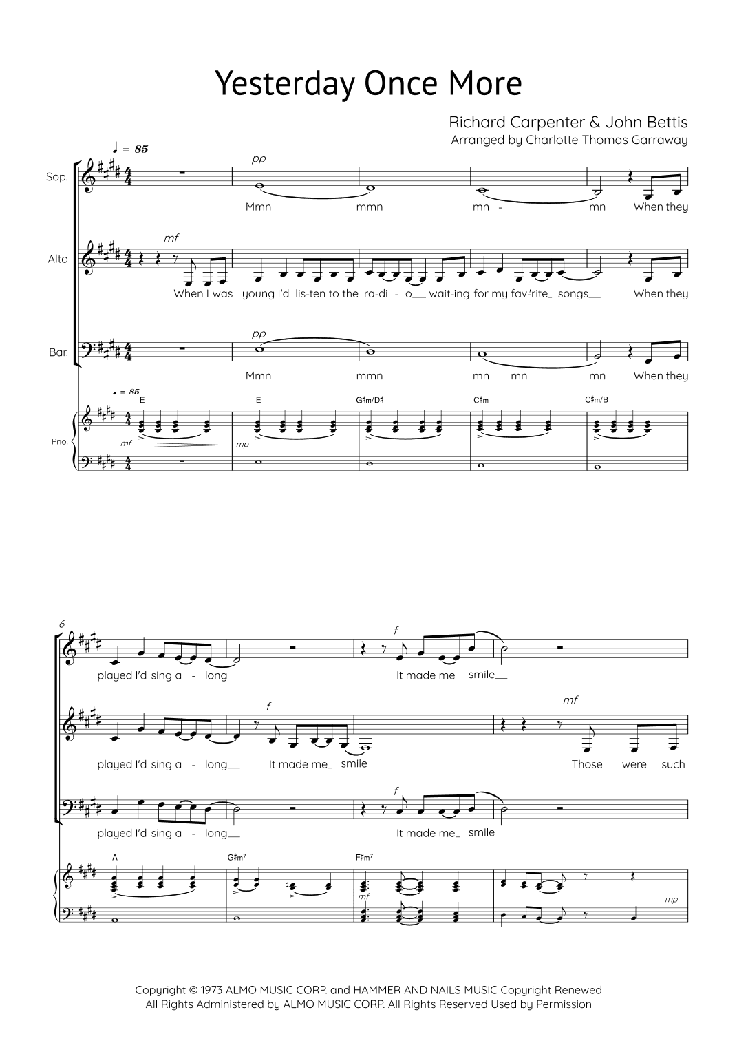 Yesterday Once More (arr. Charlotte Garraway)