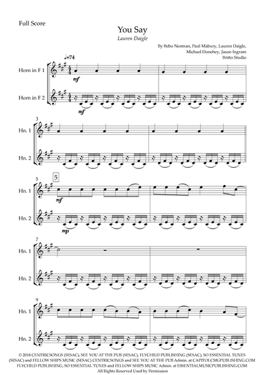 You Say (arr. Fabio Britto)