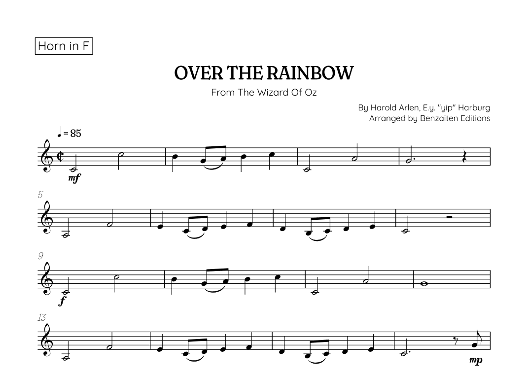 Over The Rainbow (arr. Benzaiten Editions)