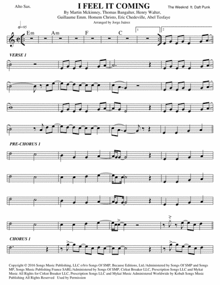 I Feel It Coming (arr. Jorge Juárez)