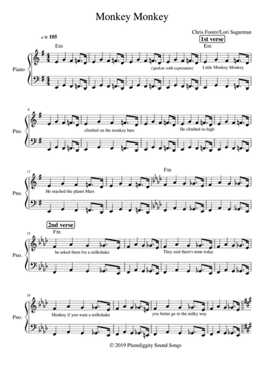 Monkey Monkey - Piano/Vocal/Guitar