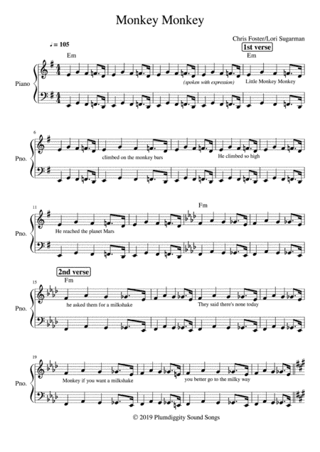 Monkey Monkey - Piano/Vocal/Guitar