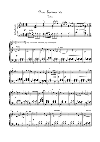 Piano Sentimentale Valsa (arr. PianoSheetNow)