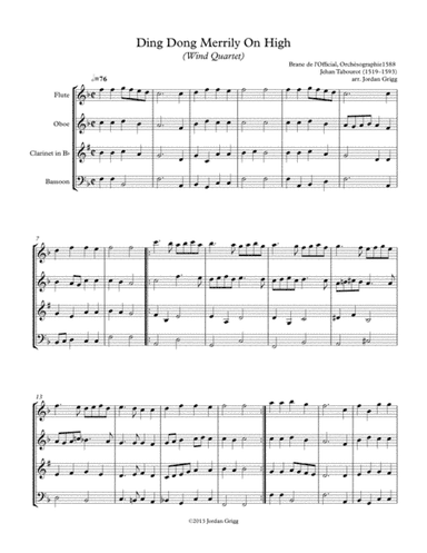 Ding Dong Merrily On High (Wind Quartet) (arr. Jordan Grigg)