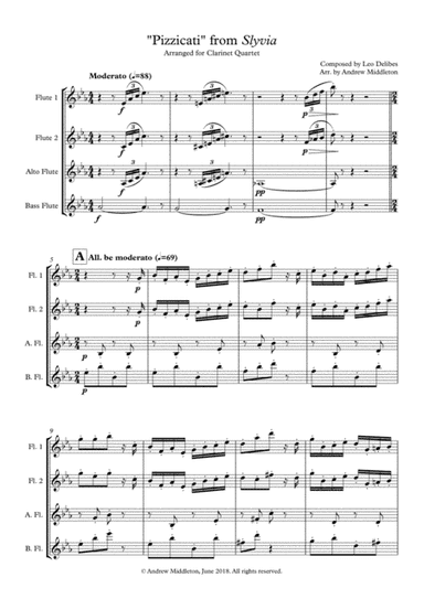 "Pizzicati" from Sylvia for Flute Quartet (arr. Andrew Middleton)