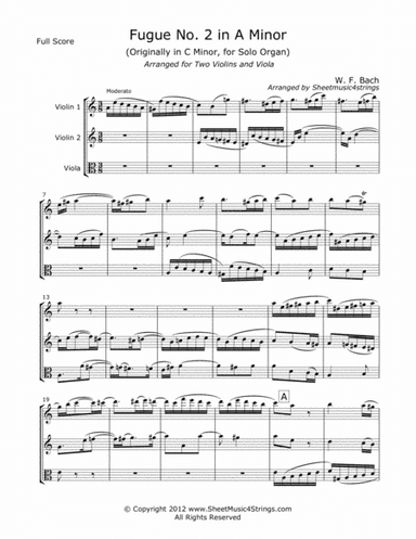 Bach, W. F. - Fugue No. 2 for Two Violins and Viola (arr. Linda M. Scott)